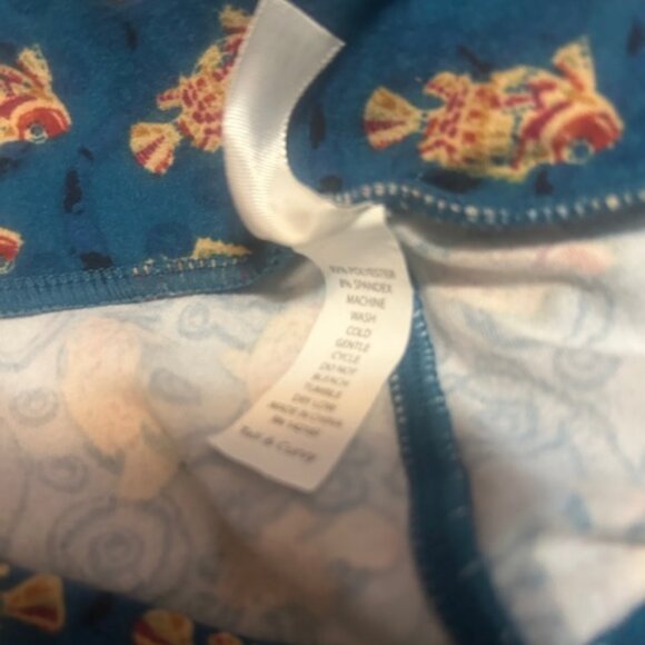 LuLaRoe Blue/Green background fish pattern leggings Tall and Curvy - Picture 5 of 5